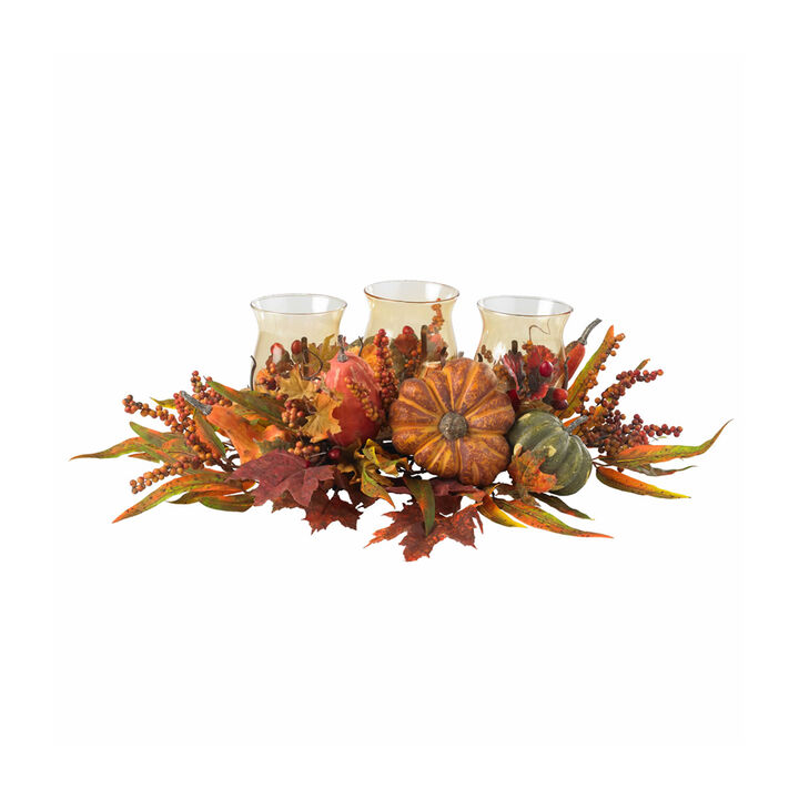 Nearly Natural 30-in Harvest Triple Candelabrum
