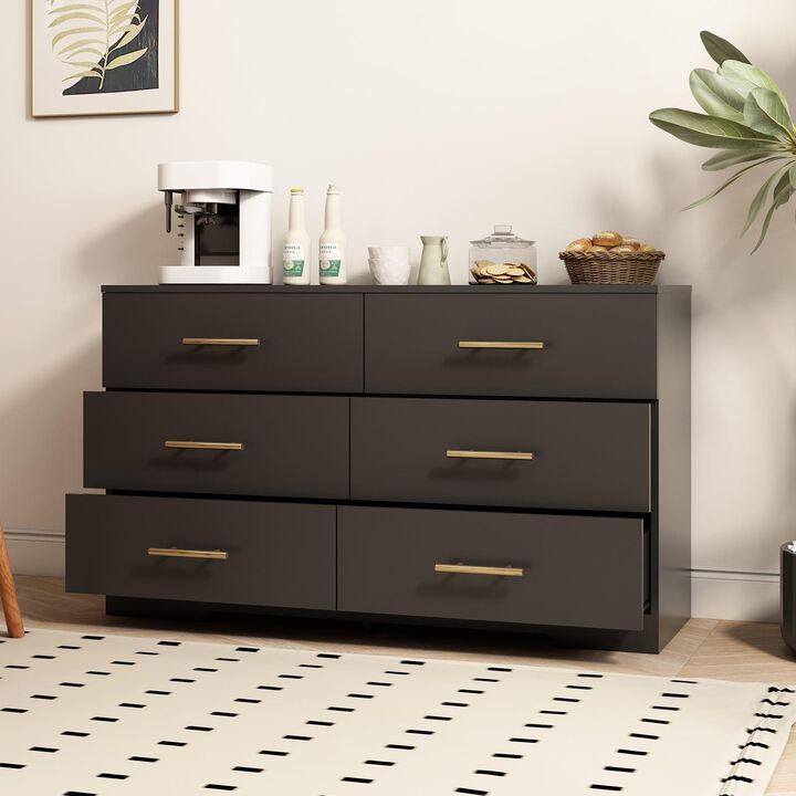 6-Drawer Dresser Table with Handles for Bedroom or Living Room