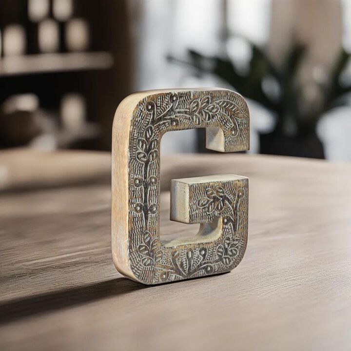 Vintage Gray Handmade Eco-Friendly "G" Alphabet Letter Block For Wall Mount & Table Top D�cor