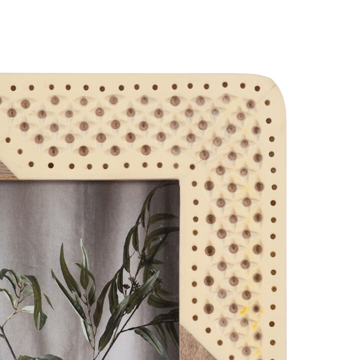 5"x7" Ivory Nat Wood Woven Frm