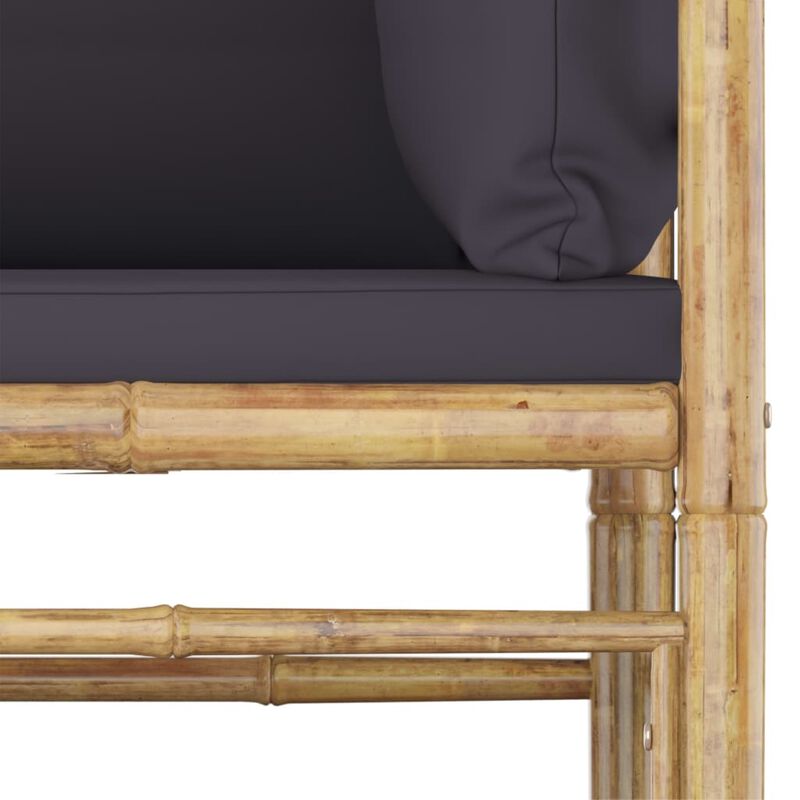 vidaXL 5 Piece Garden Lounge Set with Dark Gray Cushions Bamboo