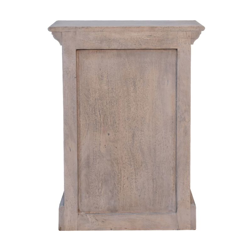 Solid Wood Stone Finish Nightstand  with Glazed1 Door 1 Drawer