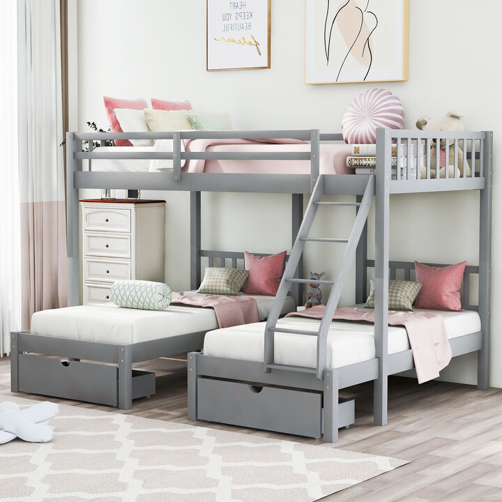 Merax Full Over Twin & Twin Bunk Bed
