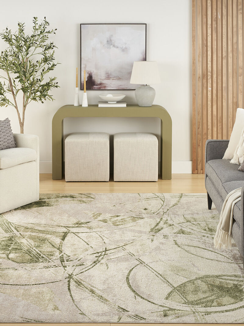 Astra Machine Washable ASW14 Beige/Green 7'10" x 10' Rug