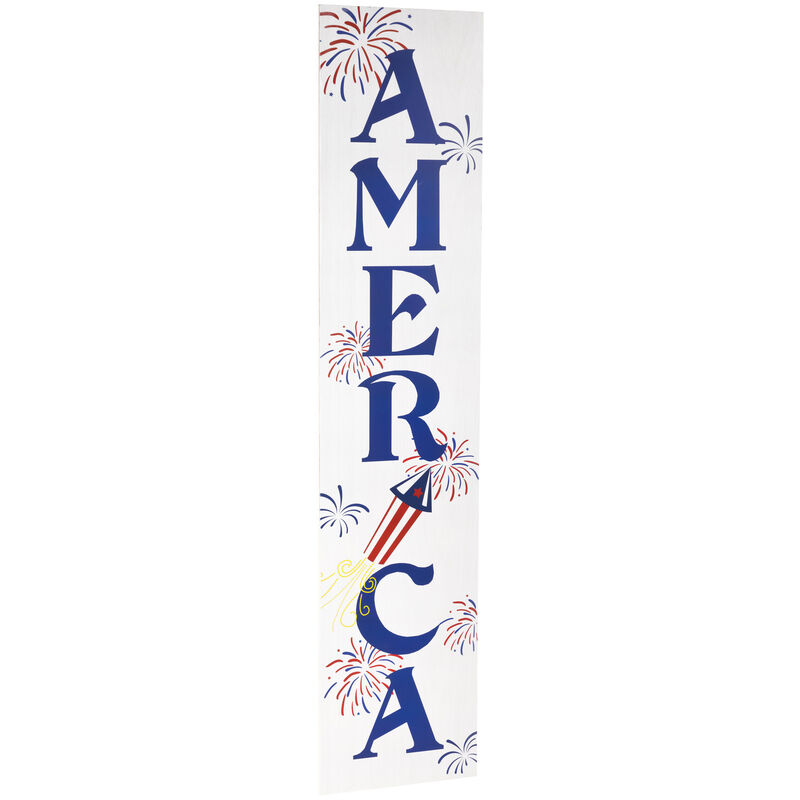 36" Patriotic "America" Fireworks Wooden Porch Board Sign Decoration