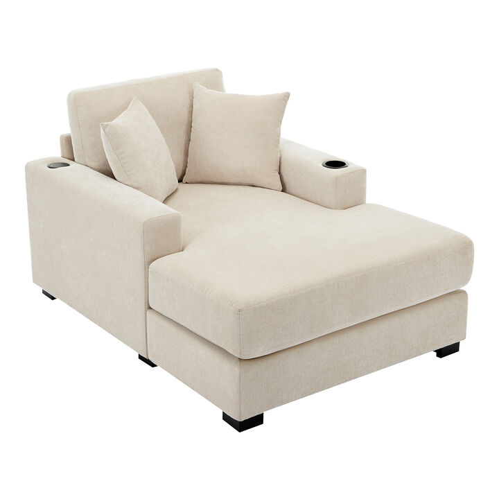Merax Modern Chenille Chaise Lounge Sofa Couch
