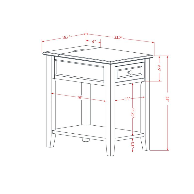 East West Furniture Denison Side Rectangle End Table with a Drawer for Bedroom, 24x19 Inch, White