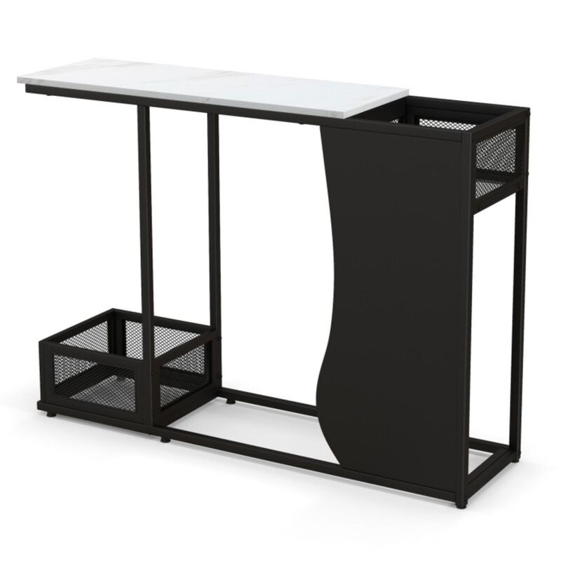 Hivvago 43.5 Inch Console Table with Plant Position and Faux Marble Top