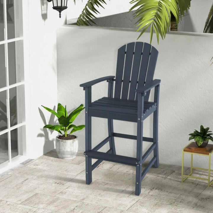 Hivvago 30 Inches Counter Height Outdoor HDPE Bar Stool with Armrests and Footrest