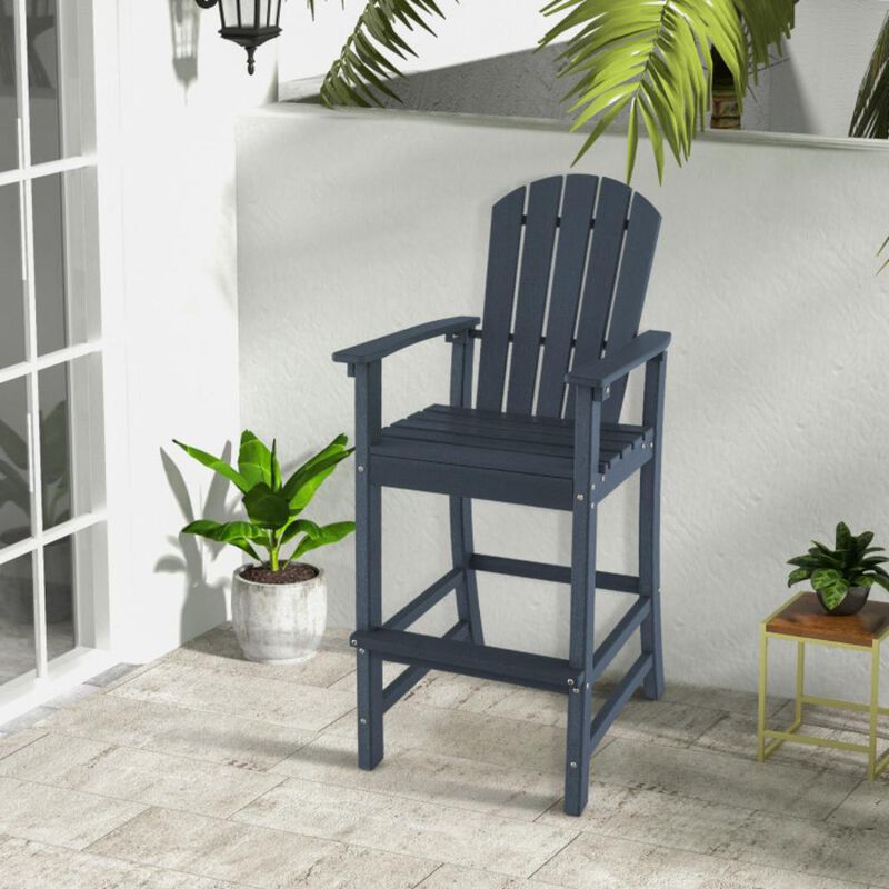 Hivvago 30 Inches Counter Height Outdoor HDPE Bar Stool with Armrests and Footrest