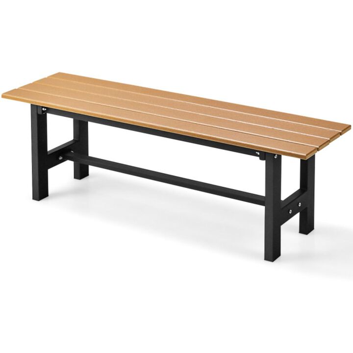 Hivvago 47" Outdoor Chair with Slatted Seat Plastic Coated Iron Frame