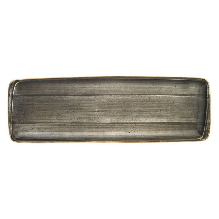 Space 19" x 6.25" x h:1" Rectangular Grey Porcelain Platter