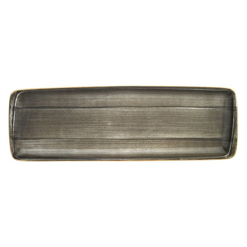 Space 19" x 6.25" x h:1" Rectangular Grey Porcelain Platter