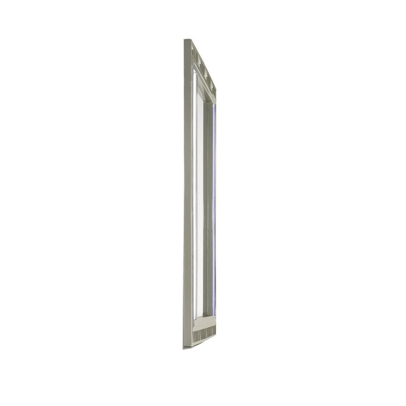 Benjara, Silver Bet 41 x 48 Dresser Mirror, Solid Wood Frame with Rhinestone Inlay