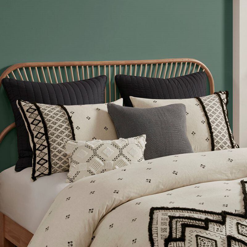 Gracie Mills Fannie Modern-Boho 3-Piece Cotton and Flax Duvet Cover Set