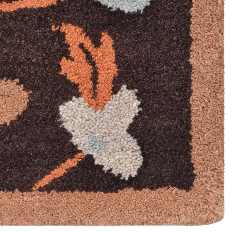 RUGSOTIC CARPETS HAND TUFTED WOOL ECO-FRIENDLY AREA RUGS  - 9'x12', Rectangle Shape, Brown, Floral Modern Design, High Pile Thick Handmade Anti Skid Area Rugs for Living Room, Bed Room (K00228)