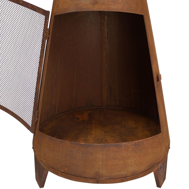 Sunnydaze 70 in Steel Wood Burning Chiminea Fire Pit with Rain Cap - Rustic