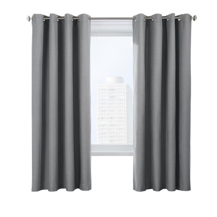 Thermaplus Ventura Blackout Grommet Curtain Panel Pair Frame Your Windows with Subtle Slub Textured Motif Each 78" x 84" Dark