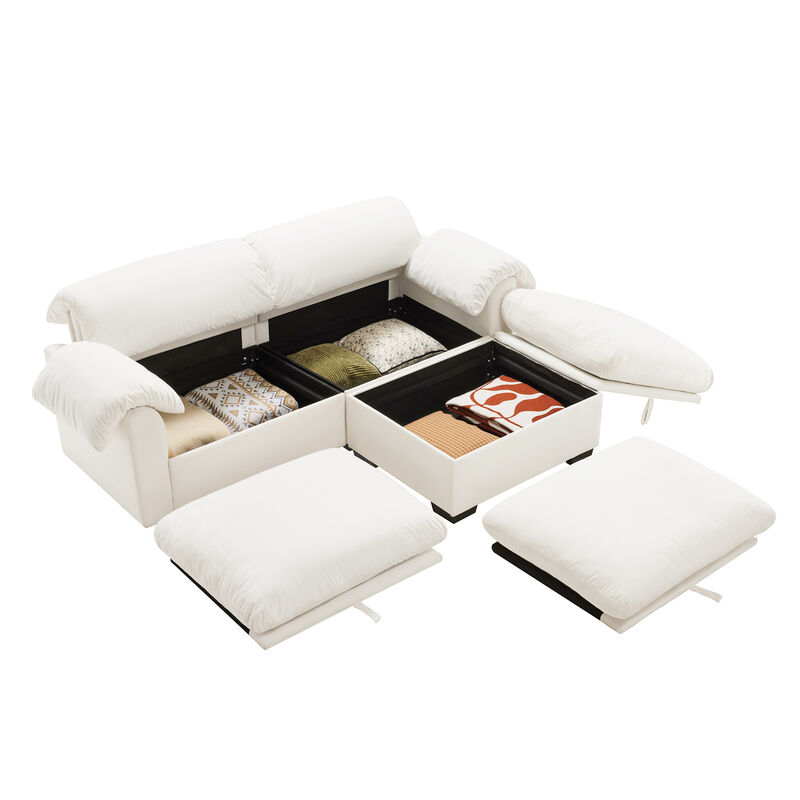 Merax Loveseat Sofa with Storage Reversible Ottoman