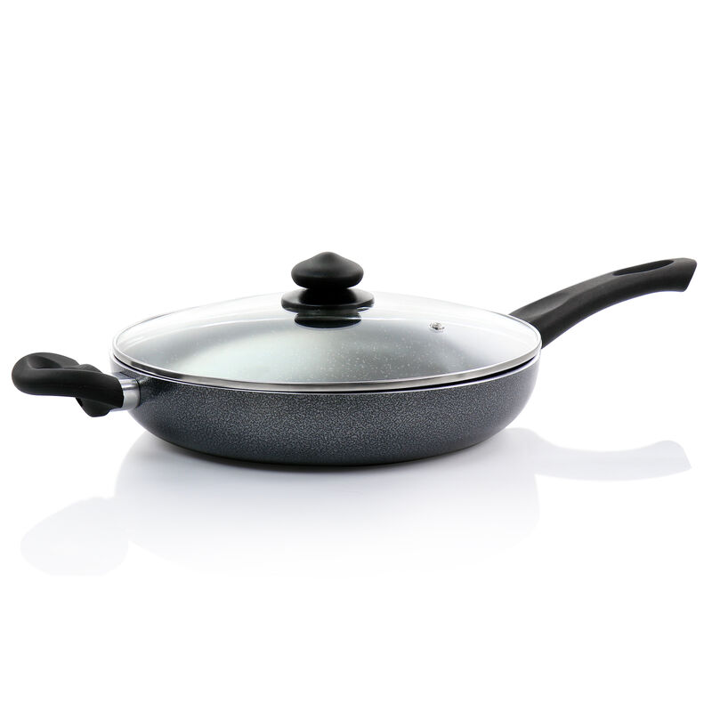 Oster Pallermo 3.5 Quart Aluminum Nonstick Saute Pan in Charcoal with Lid