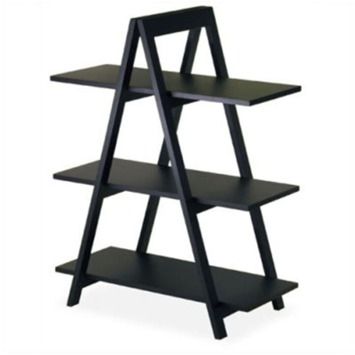 Hivvago Modern 3-Tier A-Frame Display Shelf Bookcase in Black