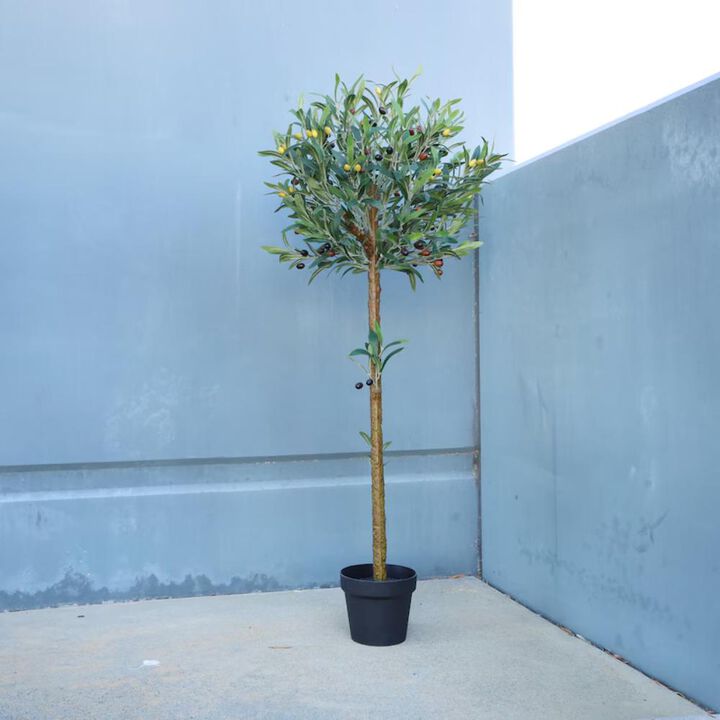 Hivvago 5 Feet Olive Topiary Artificial Tree