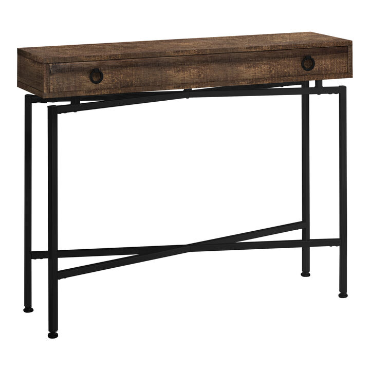 Monarch Specialties I 3453 Accent Table, Console, Entryway, Narrow, Sofa, Storage Drawer, Living Room, Bedroom, Metal, Laminate, Brown, Black, Contemporary, Modern