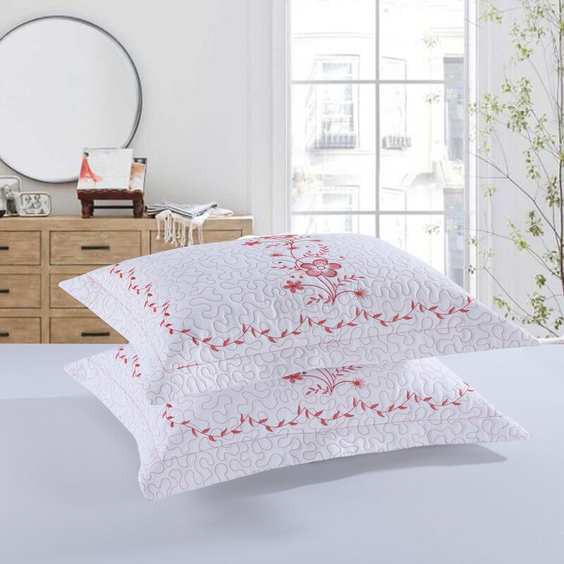Marcielo 2 Pcs Embroidered Floral Pillow Shams
