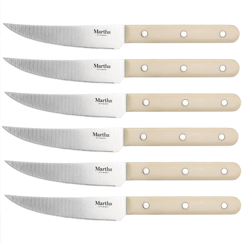Martha Stewart Essential Ruxton 14 Piece Stainless Steel Knife and Block Set in Cream