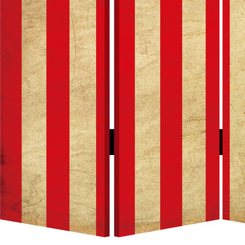 Alfie 71 Inch Folding Screen Room Divider, USA Stars and Stripes Design - Benzara
