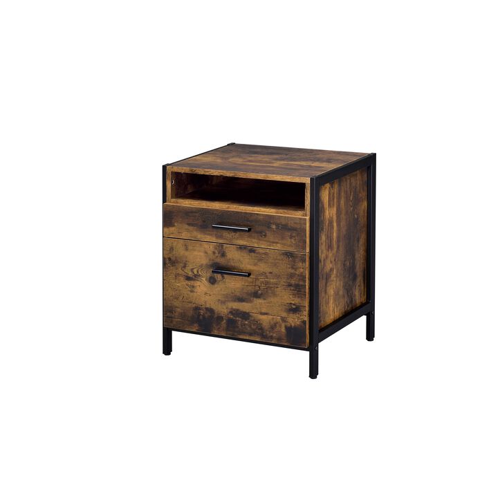 ACME Juvanth Nightstand, Rustic Oak & Black Finish