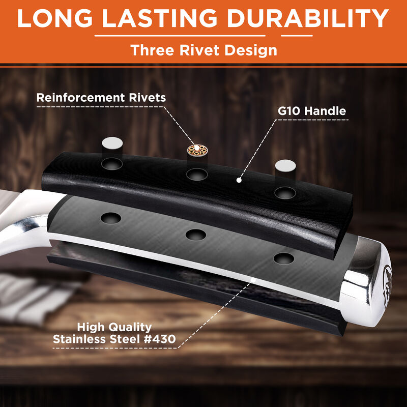 Commercial Chef Pro Chef Knife 8 inch Blade with Triple Rivet Ergonomic G10 Handle with Knife Sharpener - 7Cr17Mov High Carbon Stainless Steel Forged Chef's Knife Razor Sharp Full Tang Sharp