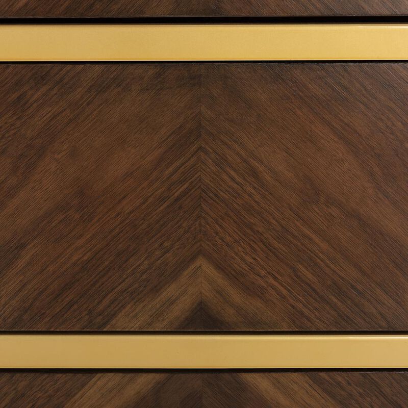 Safavieh Katia 3 Drawer Chest, Walnut Parquet/Gold