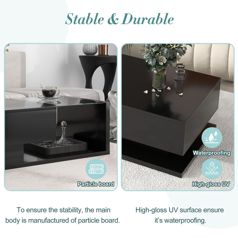 Modernist Glass-Wood Center Table