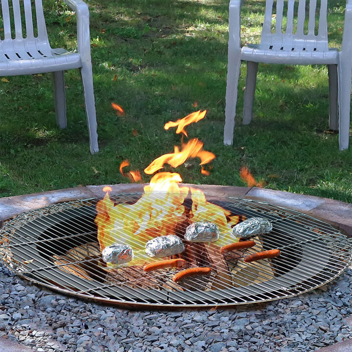 Sunnydaze Chrome Plated Metal Folding Fire Pit Cooking Grate