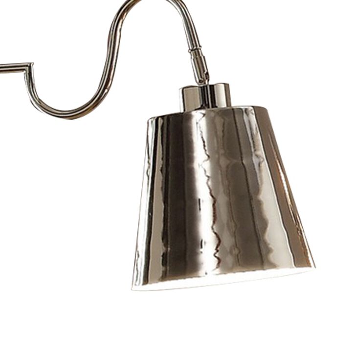 63 Inch Floor Lamp, Cone Metal Shade, Round Base, Silver Finish-Benzara