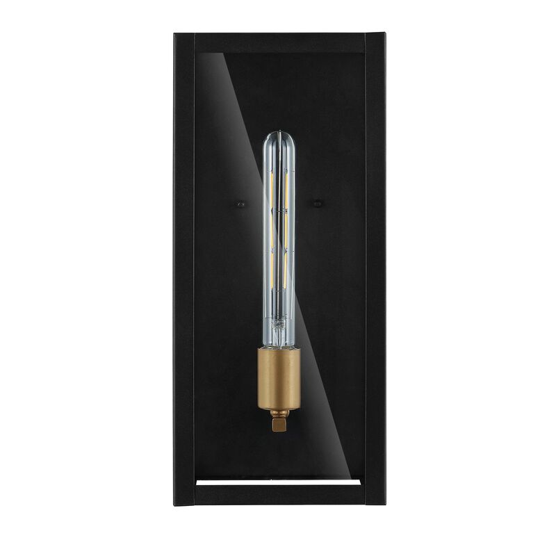 Berlin 1-Light Modern Industrial Rectangular Iron/Glass LED Outdoor Sconce