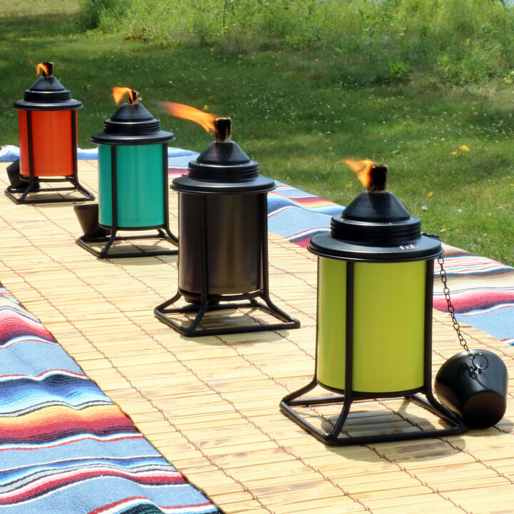 Sunnydaze Metal Square Outdoor Tabletop Torches - Multi - Set of 4