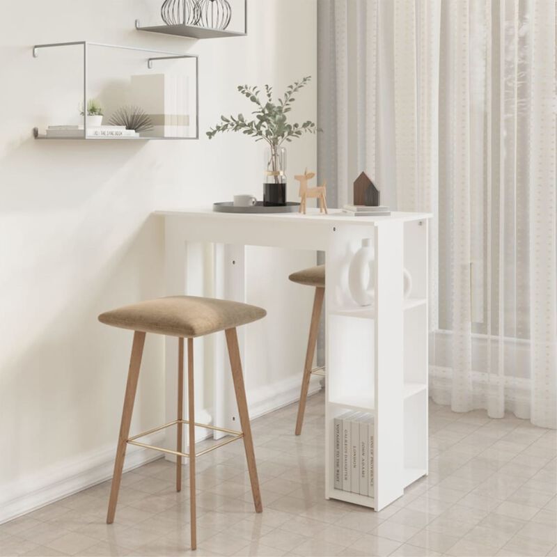 vidaXL Bar Table with Shelf White 40.2"x19.7"x40.7" Chipboard
