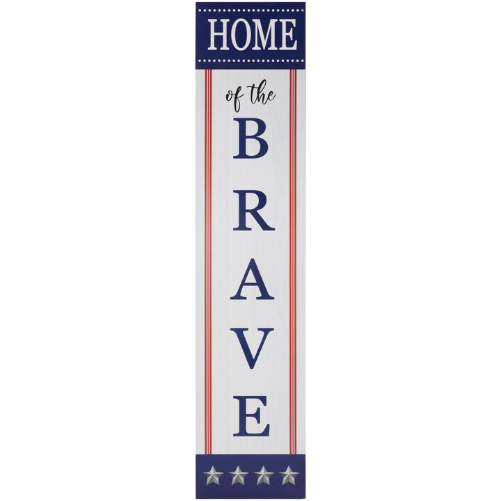 36" Home of the Brave Patriotic Wooden Porch Board Sign Decoration