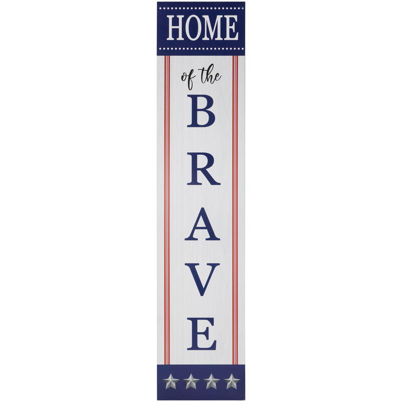 36" Home of the Brave Patriotic Wooden Porch Board Sign Decoration