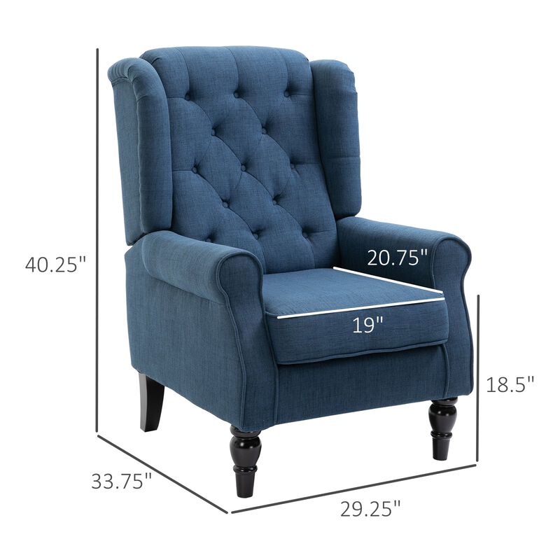 Blue Tufted Elegance: Fabric Accent Armchair with Padded Seat