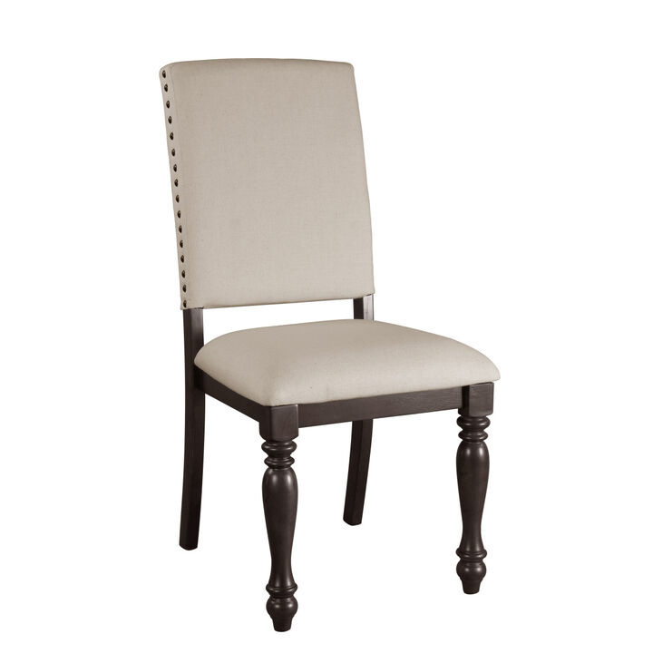 Grayish Brown Fabric Upholstery Chairs with Wood Finish