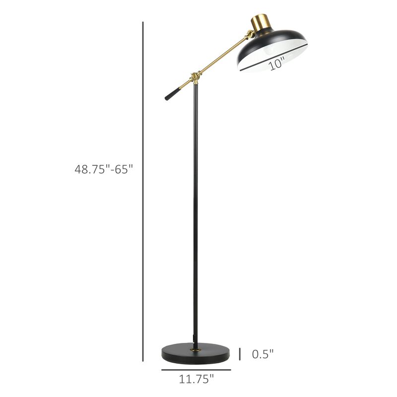 Black Industrial Light: Standing Lamp with Balance Arm & Adjustable Head