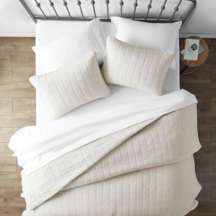 Hivvago 2 Piece Microfiber Farmhouse Coverlet Bedspread Set