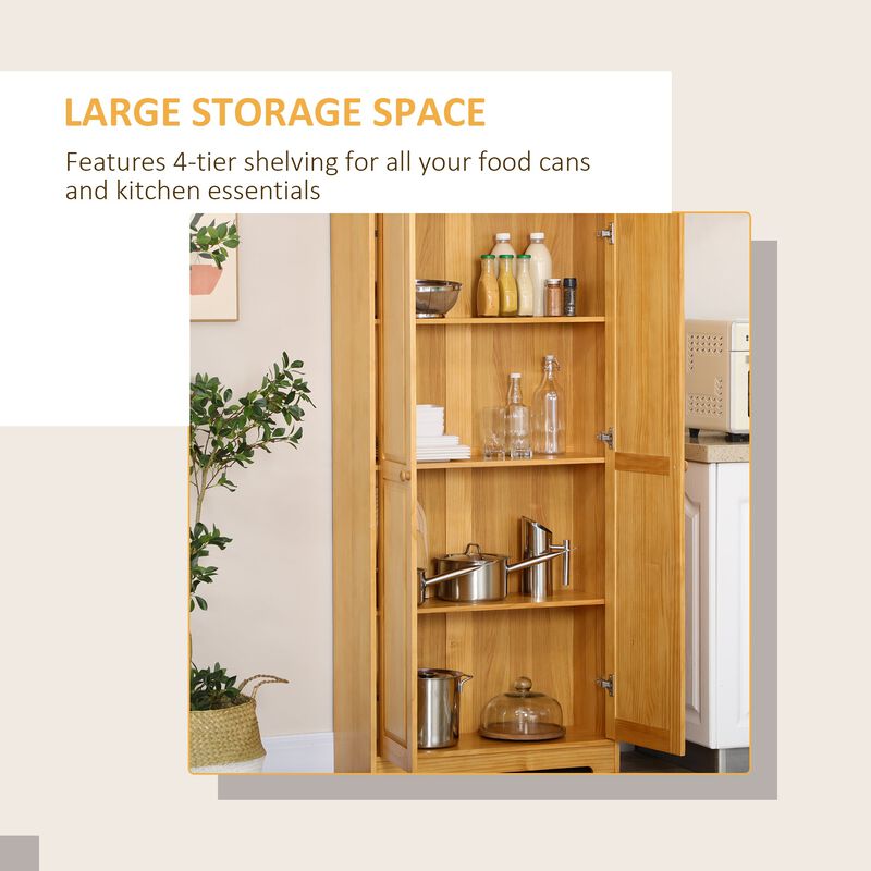 Pinewood Kitchen Pantry: 67" Freestanding Cabinet with Shelves