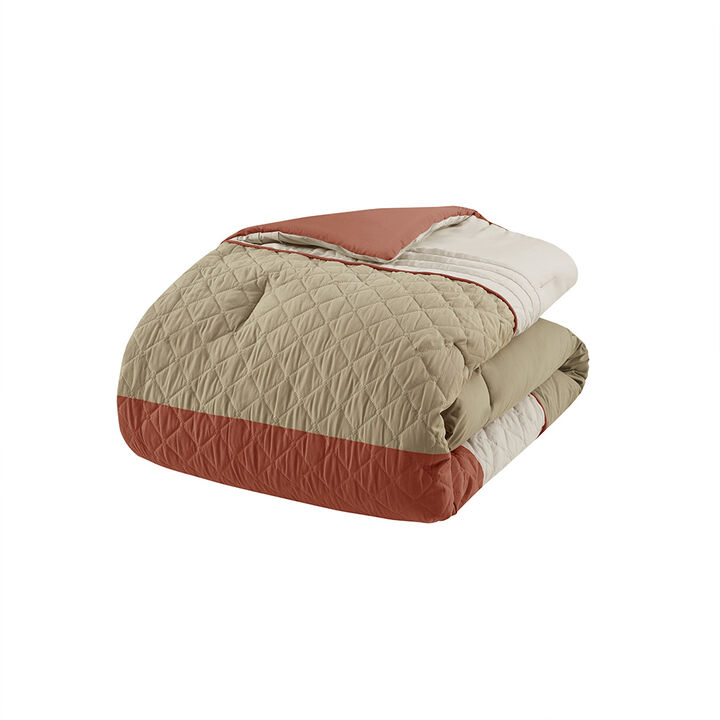 Gracie Mills 7-Piece Transitional Color Block Comforter Set