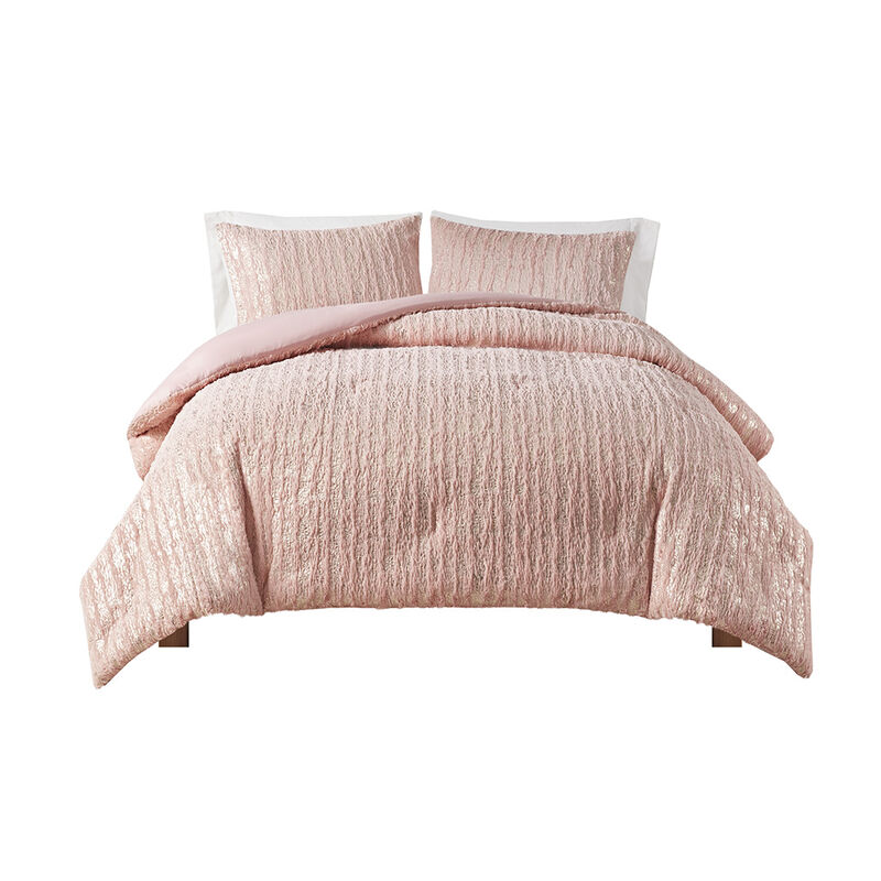 Gracie Mills Maelona Metallic Print Faux Fur Comforter Set