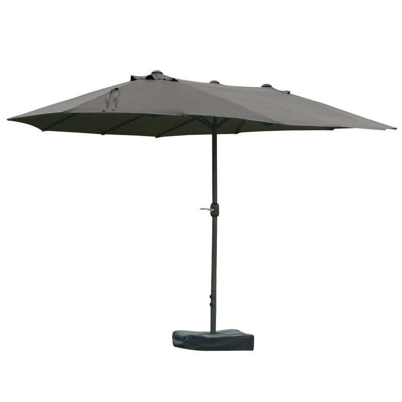 15' Outdoor Double Sided Market Patio Umbrella  Steel Rectangular - Wine Red