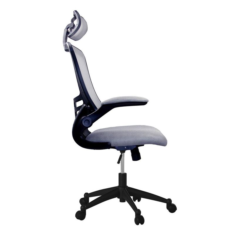 Techni Mobili Modern High-Back Mesh Executive office Chair With Headrest And Flip Up Arms. Color: Silver Grey